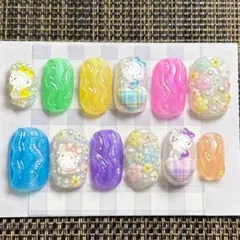 【現品】961番ネイルチップギャル派手韓国y2k平成女児推し活ねこグミ花ガーリー