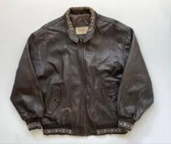 90s ADLER レザージャケット ネイティブ柄 ブルゾン 本革 ヴィンテージ