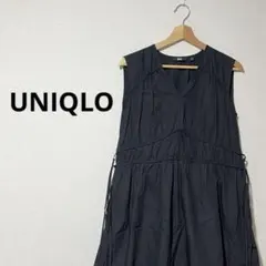 UNIQLOユニクロ／ノースリーブ　ドローストリングロングワンピース