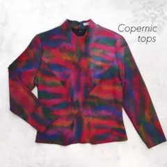 美品 マルチカラーカットソー カラフル 七色 レッドパープル 刺繍 長袖 古着