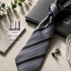 dunhill 英国製 シルク100% レジメンタル ネクタイ グレーのサムネイル
