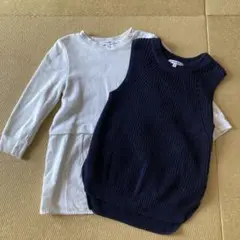 GLOBAL WORK Mサイズ ニットベストと長袖カットソーセット　中古品