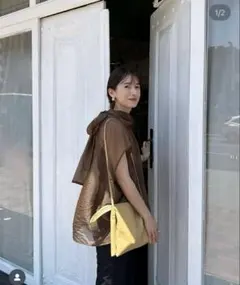 CLANE クラネ シースルーリボンシャツ オーガンジー ブラック 1 ブラウス