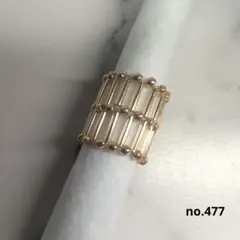 no.477ハンドメイドビーズリング竹ビーズ極太リングゴールド