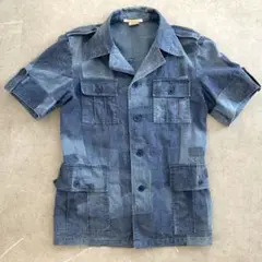 90s DURBAN 半袖 デニム サファリシャツジャケット 香港製