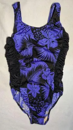 ⑯NANNOレディースワンピース水着 リーフ柄ハイレグブルーM サイズ 匿名配送