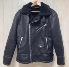 ZARA L ライダースジャケット　フェイクムートン　ボア　ブラック　美品