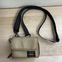 美品　ポーター　ショルダー　折り財布　ベージュ