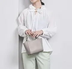UNITED ARROWS オーガンジー フリル リボン ブラウス