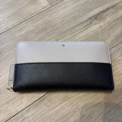 【ショッパー付き】ケイトスペード　ベージュ✖️黒の長財布　バイカラー