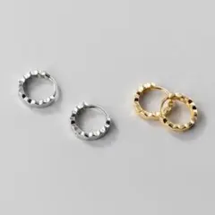 入荷 シルバー ピアス ミニフープ 六角形 キャッチレス オシャレ 高