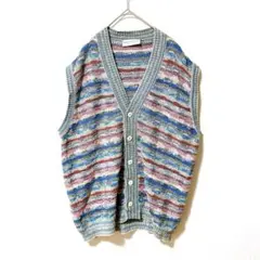 ファンタジーディセッティンヴレ ベスト ニット マルチカラー 総柄 イタリア製