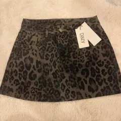 レオパード柄 デニムスカート M