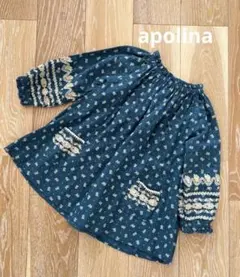 apolina 花柄ダークブルー グリーン　ワンピース