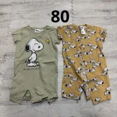 スヌーピー 半袖 ロンパース 2枚セット