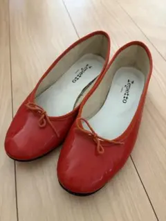 美品 Repetto 赤 フラットシューズ リボン付き レインシューズ 38
