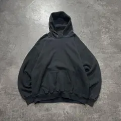 90sUSA製Lee無地ブラックスウェットフーディパーカーL短丈オールド古着