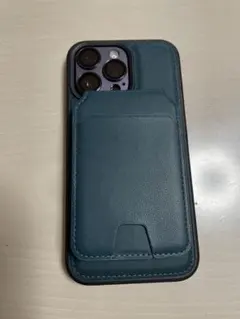 iPhone14Pro Maxレザー風ハードケース 強力マグネット ポケット付