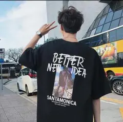 メンズ Tシャツ 半袖 バックプリント ストリート サーフ 韓国 夏服 2ＸＬ