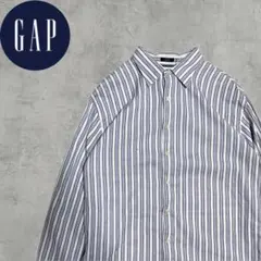 【即発送】OLD GAP 90s ネルシャツ 長袖 ストライプ 白青 XL
