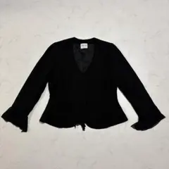 ARMANI COLLEZIONI フレア袖 ノーカラージャケット 黒のサムネイル