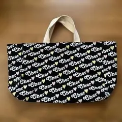 Cher ロゴ ハート柄 トートバッグ ブラックのサムネイル