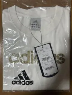 【新品・タグ付】アディダス Tシャツ Lサイズ ホワイト ゴールドロゴ