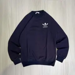 80s 90s adidas トレフォイル　スウェット　フェード　ナス紺　リアム