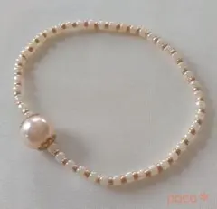 ▲底値▲ブレスレット ビーズ No.12(パール調 ペールピンク)