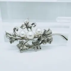 本真珠ブローチ　アコヤパールシルバーペンダント