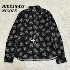 ハイダウェイ ニコル　襟ワイヤー ペイズリー柄シャツ 46 ブラック