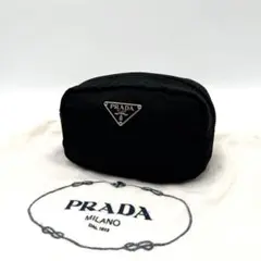【美品】プラダ ミニ ポーチ 化粧 テスートナイロン 三角ロゴ 黒 小物入れ