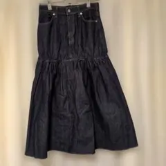 美品　SOMETHINGサムシング. ダークブルー デニムフレアスカートМ