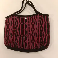 フォション FAUCHONミニトートバッグ 黒とピンクのロゴデザイン