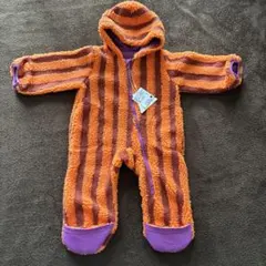 新品　MARKETY'S オレンジパープル ストライプロンパース