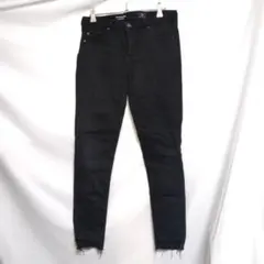 エージー 無地 デニムスキニー 切りっぱなし ブラック 黒 パンツ カジュアルのサムネイル