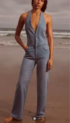 新品　ZARA ザラ　デニム　ホルターネック　ジャンプスーツ　サロペット