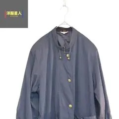 ヴィンテージ　ジャケット　ノーカラー　金ボタン　裏地柄　ネイビー　ユニセックス
