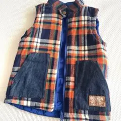 BOBSON チェック柄ダウンベスト 100cm