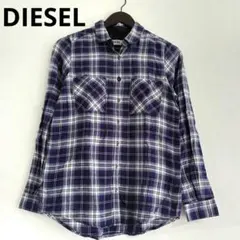 DIESEL　ディーゼル　長袖シャツ　チェック柄　ブルー　ネイビー　オフホワイト