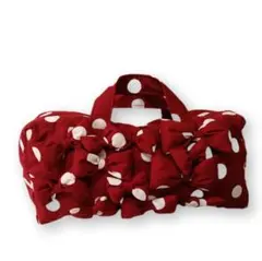 ハンドメイド　サンプル品　リボン水玉　長方形バッグ