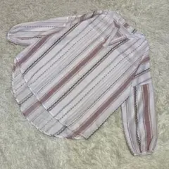 極美品　韓国製　長袖シャツ　薄手　ピンク　白　グリーン　ビックシルエット