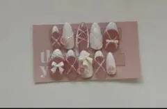 ネイルチップ　バレエコア　フレンチネイル　ちゅるん　バラ