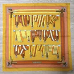 エルメス　カレ70 コットン　春夏スカーフ　☆セリエチャーム付き☆ オレンジのサムネイル