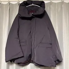 ダークパープル フード付きダウンジャケット XL