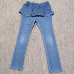 デニムブルー フリル付きパンツ