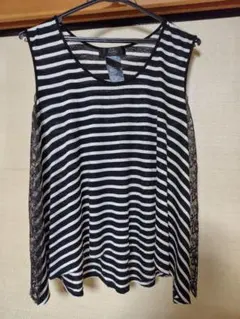 Noble ストライプ ノースリーブ トップス　日本製