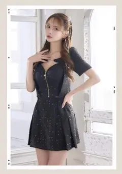 散りばめスパンコール　ミニドレス キャバドレス　黒　LoveRich