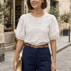 ZARA 白 レーストップス パフスリーブ クロップド丈 ガーリー 春夏