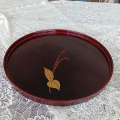 【美品】漆塗り丸いお盆、トレー